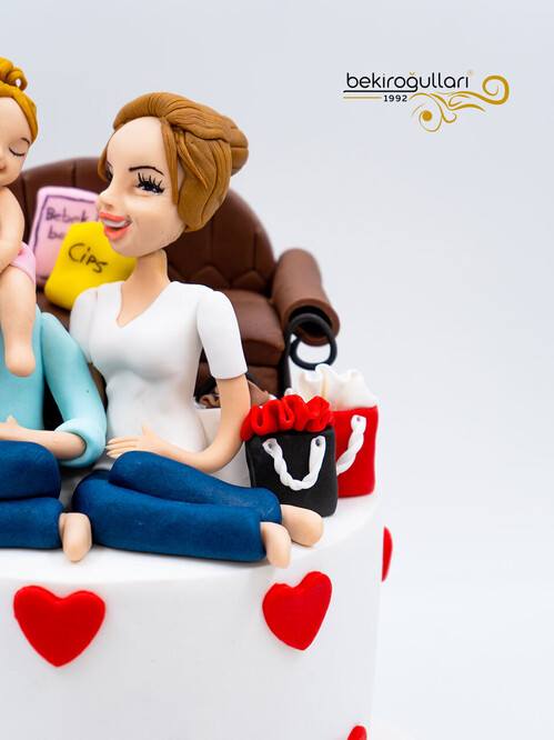 Anne Baba Çocuk Figürlü Model Aile Konsept Pasta