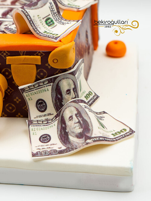Çanta ve Dolarlar Konsept Pasta
