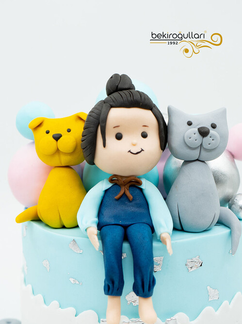 Çocuk Figür ve Kedi Pasta