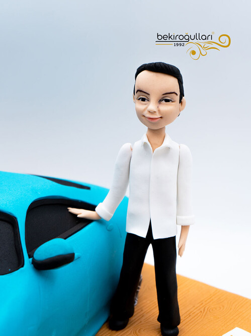 Figür Mavi Araba Model Konsept Pasta