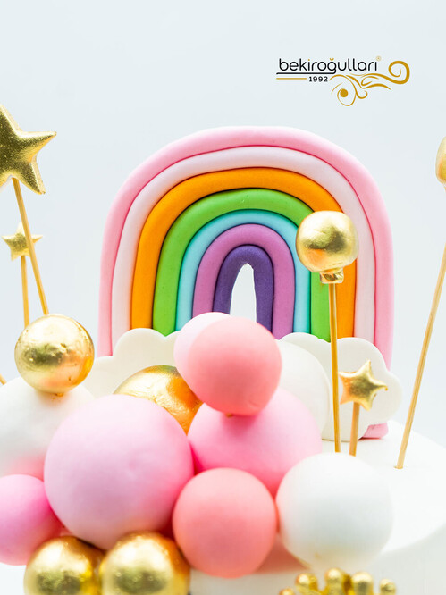 Gökkuşağı ve Balonlar Konsept Pasta