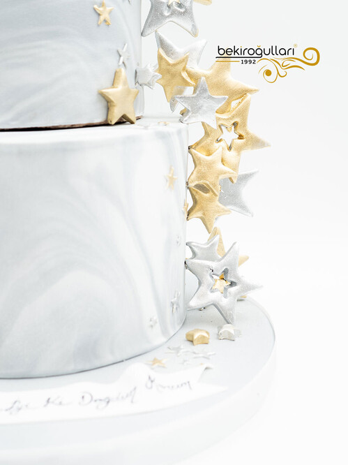 Mermer Desenli Yıldız Konsept Pasta
