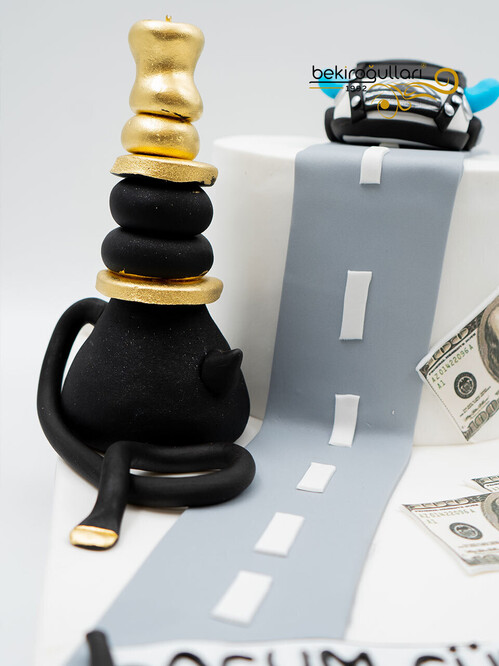 Nargile ve Araba Detaylı Konsept Pasta