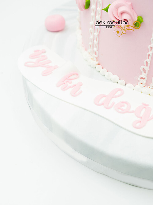 Pembe Çiçek Butik Pasta