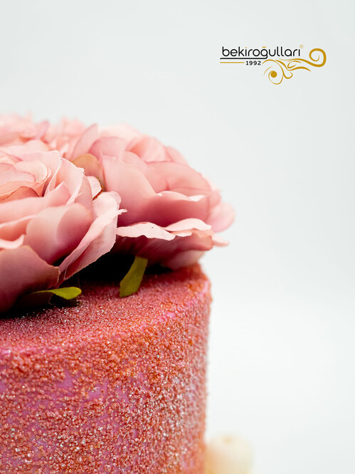 Pembe Çiçekli Butik Pasta