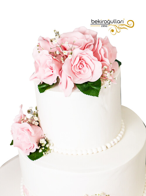 Pembe Güllü Model Konsept Söz Nişan Pastası