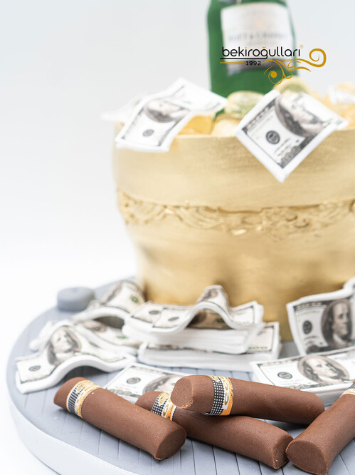 Şampanya ve Buz kovası Konsept Pasta