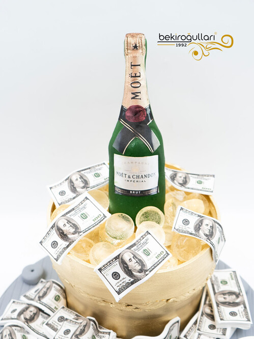 Şampanya ve Buz kovası Konsept Pasta