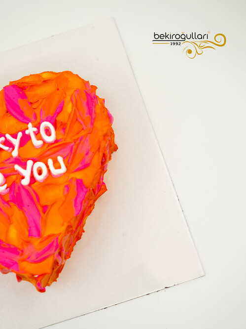 Turuncu Kalp Naked Sıvama Pasta