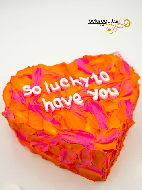 Turuncu Kalp Naked Sıvama Pasta