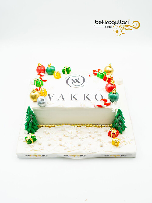 Yılbaşı Süslemeli Resimli Pasta
