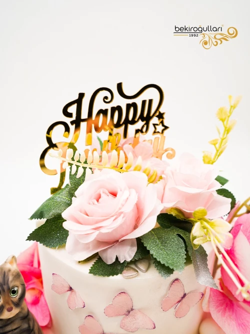 Çiçek Süslemeli Tasarım Butik Pasta