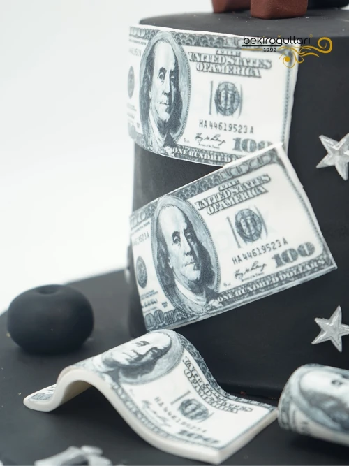 Dolar Ve Puro Detaylı Erkek Figür Butik Pasta