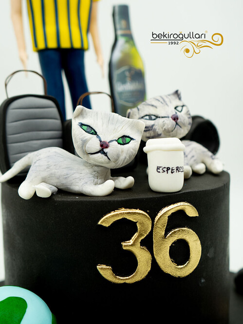 Erkek Figür ve Kedi Pasta