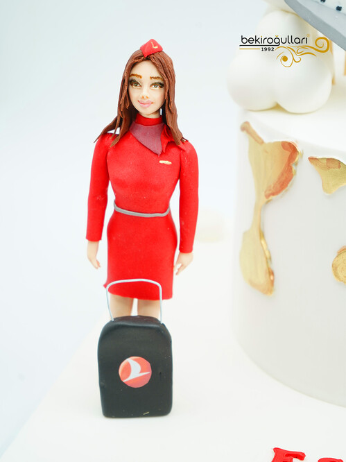 Hostes ve Pilot Temalı Butik Pasta