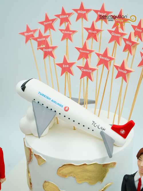 Hostes ve Pilot Temalı Butik Pasta