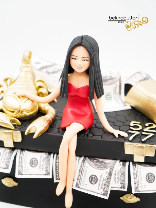 Kadın Figür Dolar Çanta Butik Pasta