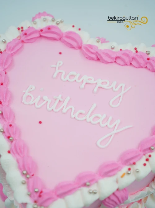 Pembe Beyaz Kalp Naked Cake