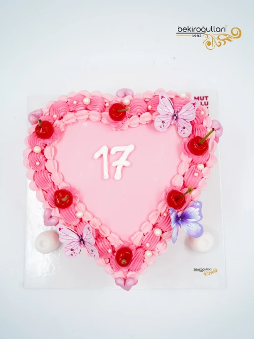 Pembe Kalp Naked Cake