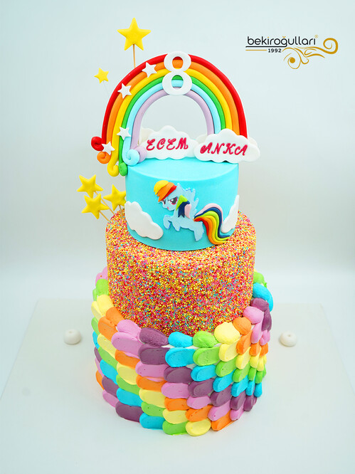 Renkli Pony Tasarım Pasta