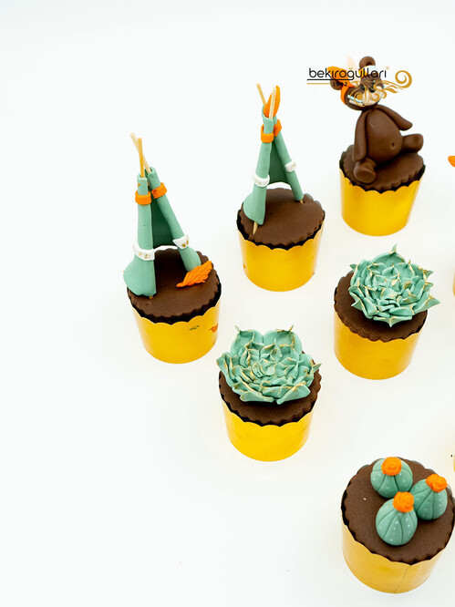 Sukulent Detaylı Cupcake