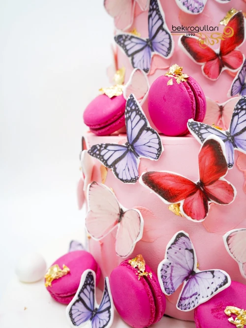 Kelebek Ve Çiçek Detay Butik Pasta