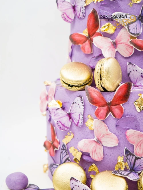 Kelebek Ve Çiçek Detay Butik Pasta