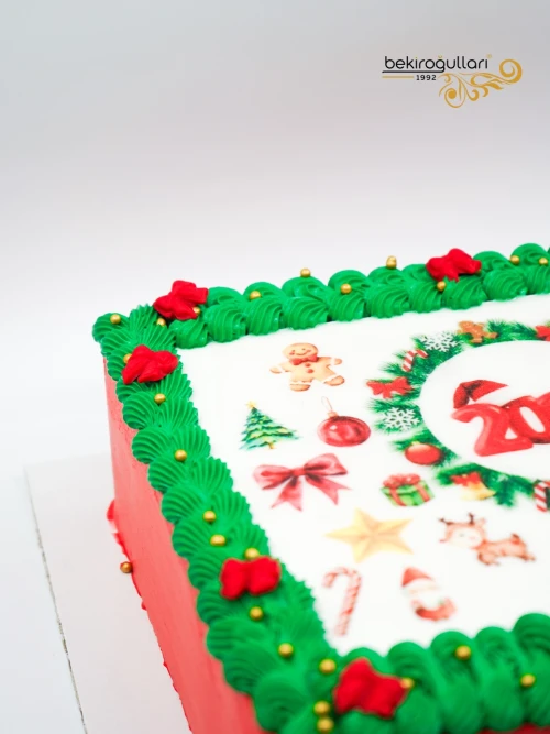 Marka Özel Yılbaşı Tasarım Resimli Pasta