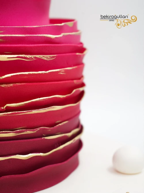 Pembe Çiçek Detay Tasarım Pasta