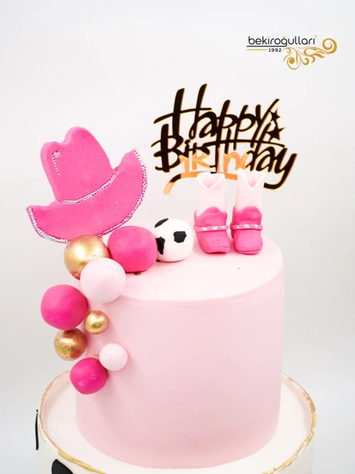 Pembe Kovboy Tasarım Pasta