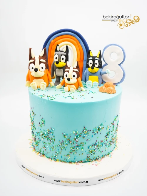 Sevimli Köpek Ailesi Tasarım Pasta