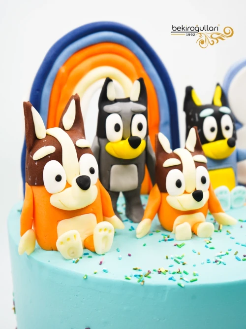 Sevimli Köpek Ailesi Tasarım Pasta