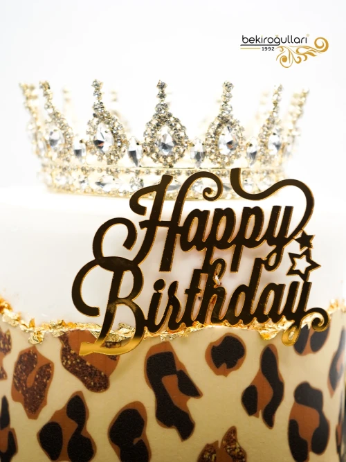 Taç Ve Leopar Detay Konsept Pasta