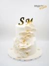 Beyaz Ve Gold Söz Nişan Pastası