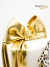 Leopar Ve Gold Kurdele Tasarım Pasta